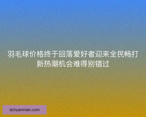 羽毛球价格终于回落爱好者迎来全民畅打新热潮机会难得别错过